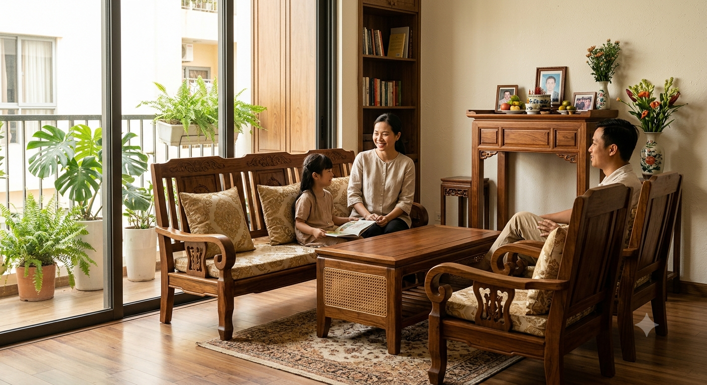 Vì sao salon gỗ vẫn là lựa chọn hàng đầu cho phòng khách nhỏ